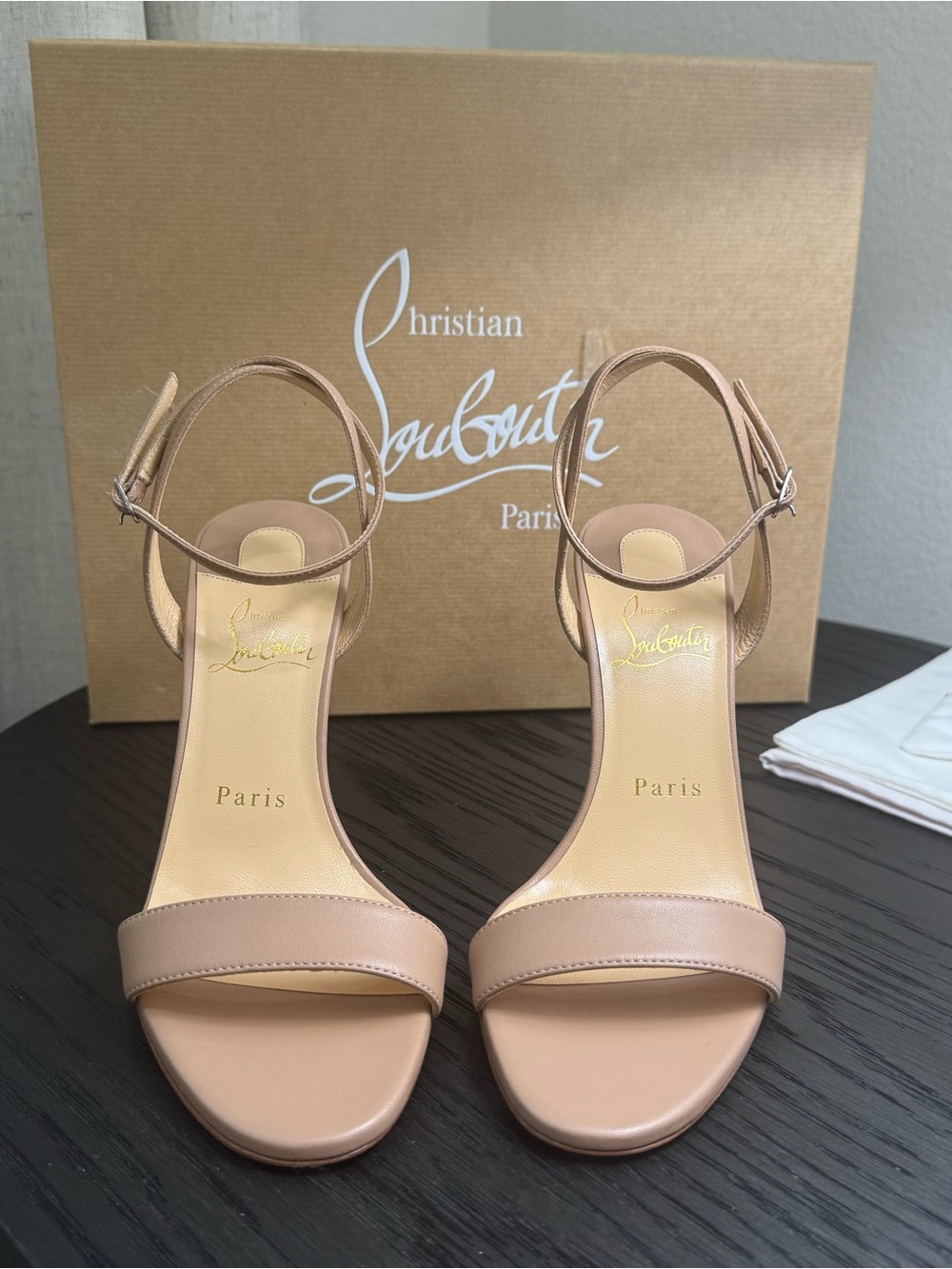 Christian Louboutin Loubigirl 100 Sandals Leather Nude 36.5 - Picture 3 of 9